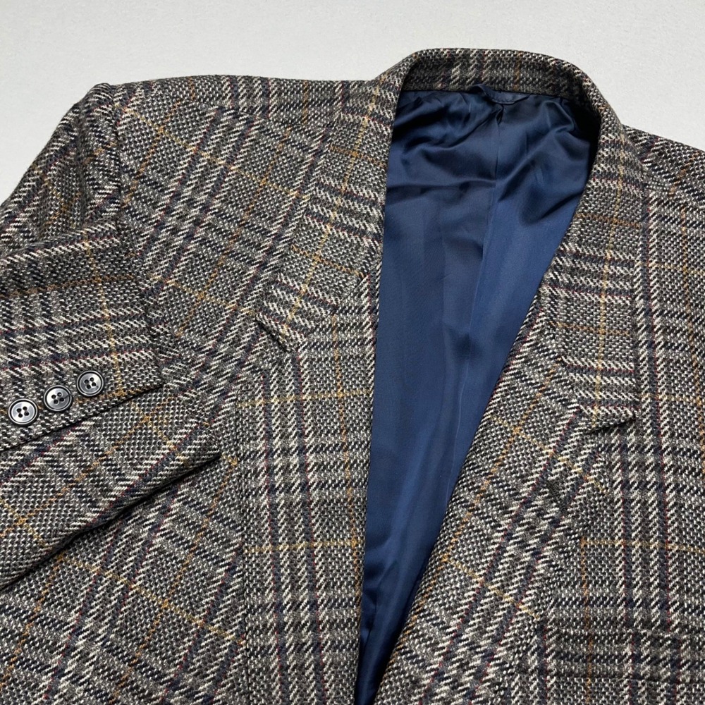 VTG Men Tweed Blazer 100%Extrafine Cashmere  Plaid‎ Sport Coat Suit Jacket Sz 42